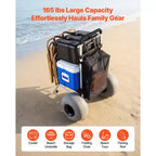 VEVOR Beach Dolly with Big Wheels for Sand, 20 x 15 Cargo Deck, Folding Sand Cart with 12 Balloon Wheels, 165 lbs Loading Capacity, Silver+Black