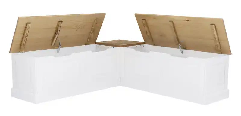 Backless Corner Nook Dining Bench - Natural and White