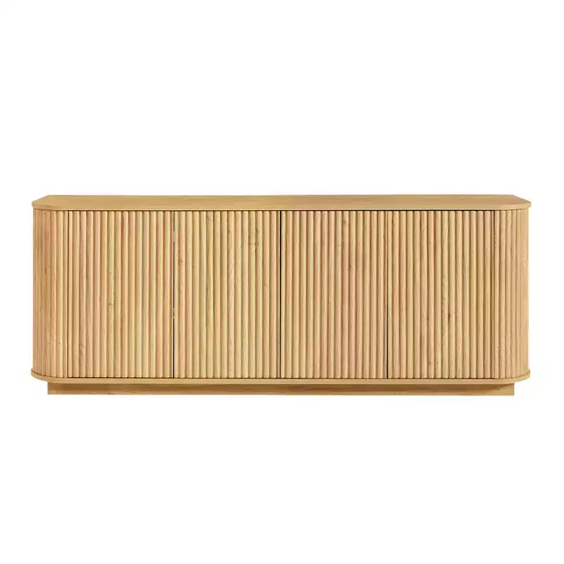 JVNOXK Wavy Wood Grain Sideboard, Vertical Stripes, TV Cabinet, Suitable for Bedroom/Entrance Hall. Natural Wood , 64W  15D  24H