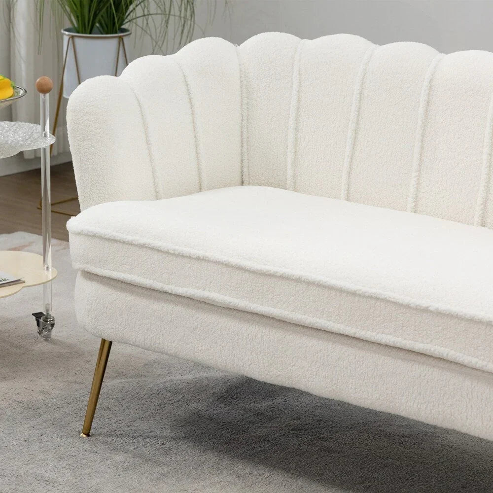 Small Mini Room Couch Two-Seater Sofa with Gold Metal Leg - 2 Seat