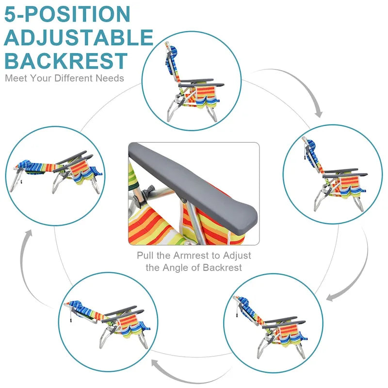 Costway 4-Pack Folding Backpack Beach Chair 5-Position Outdoor - See Details