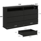 6-Drawer Double Dresser with LED Lights, Wide Storage Chest with Open Shelving,White
