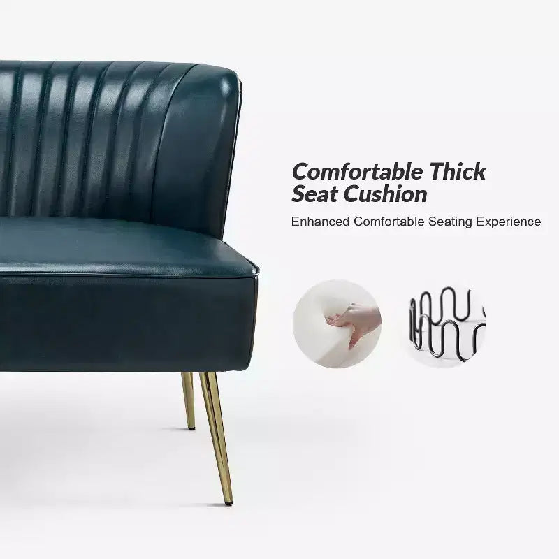 47 Contemporary Wingback Loveseat, Armless 2-Seater Sofa with Metal Legs for Living Room or Bedroom