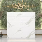 Famapy L-shaped Reception Desk Multifunctional Welcome Desk Workstation
