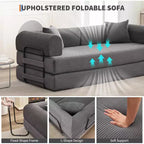 2 in 1 Convertible Sofa Bed, comfortable Folding Corduroy Sofa Bed with Deep Seat and Wide Armrests, Boneless Sofa, for Living Room, Apartments