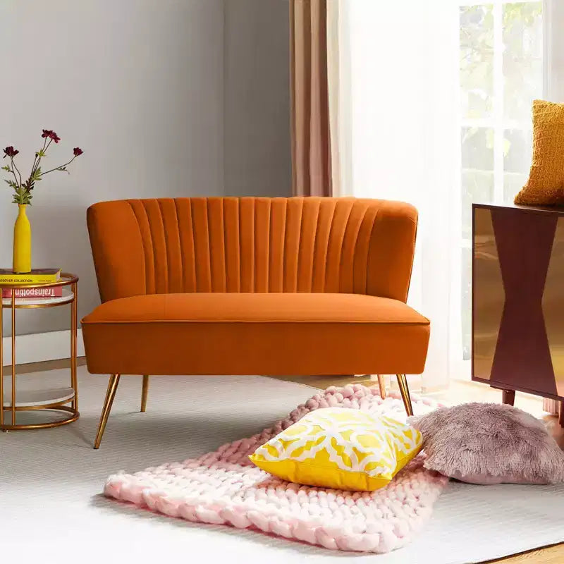 Velvet Nicolas Loveseat Chair Contemporary 2-Seater Sofa for Living Room and Bedroom Tufted Back Loveseat | Karat Home