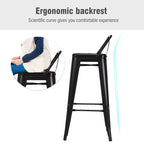 Costway Set of 4 Metal Bar Stools 30'' Bar Height Barstools Industrial W/ Low Back Steel
