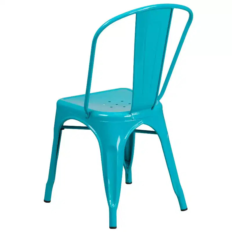Emma and Oliver Commercial Grade 31.5 Square Metal Indoor-Outdoor Table Set with 4 Stack Chairs