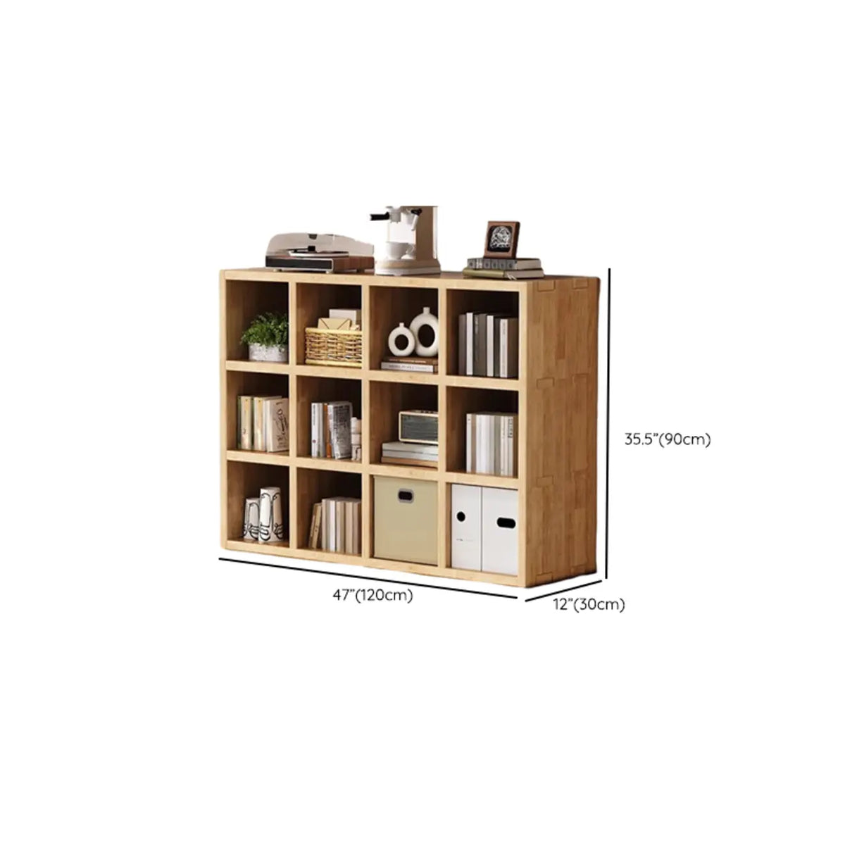 Modern Horizontal Wood 8-Cube Natural Finish Bookcase