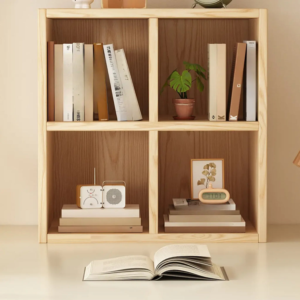 Modern Horizontal Wood 8-Cube Natural Finish Bookcase