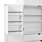 77H Freestanding Kitchen Pantry, Farmhouse Storage Cabinet with Adjustable Shelves, Door Shelves, Drawers & Wine Racks - ModernLuxe