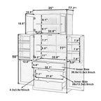 77H Freestanding Kitchen Pantry, Farmhouse Storage Cabinet with Adjustable Shelves, Door Shelves, Drawers & Wine Racks - ModernLuxe