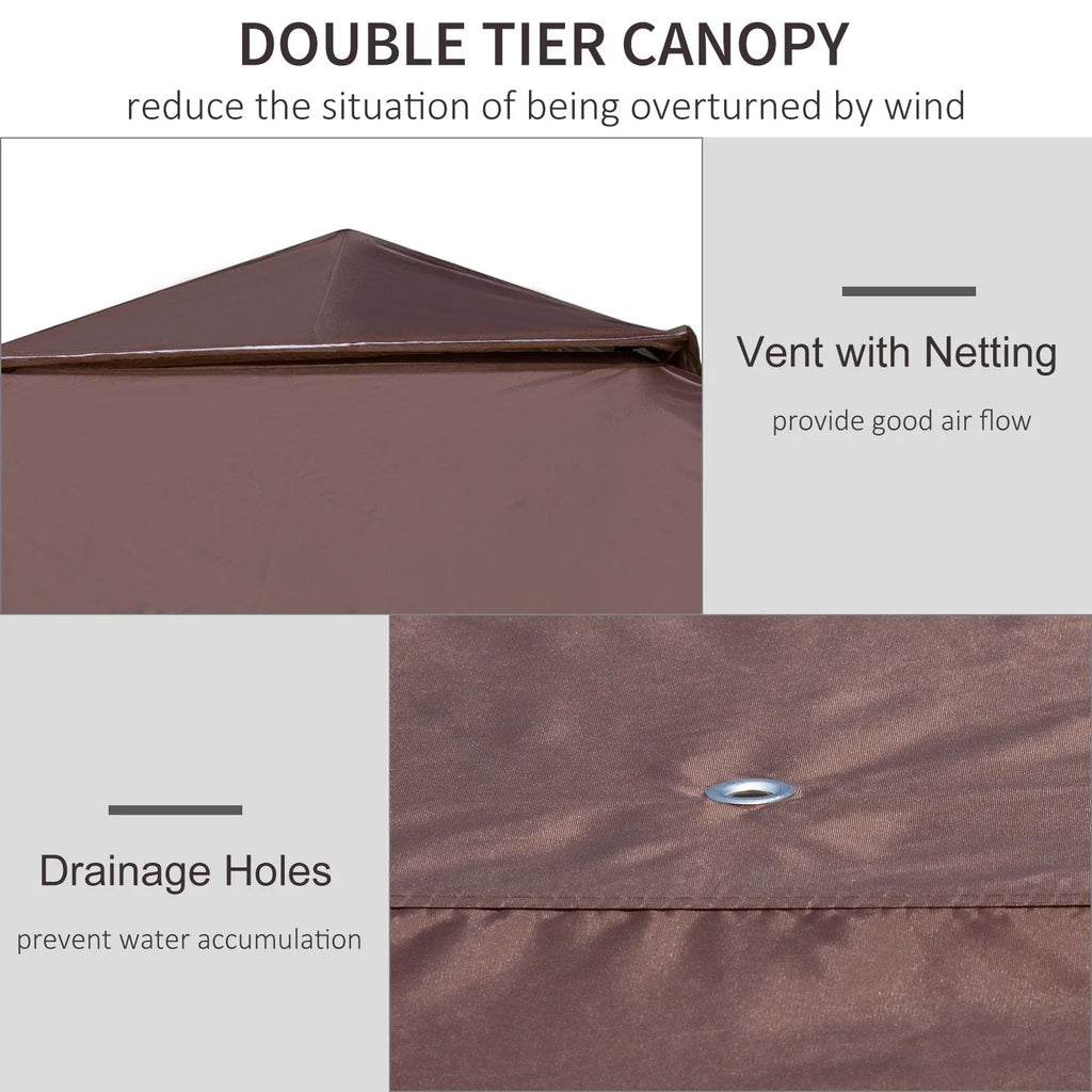 Outsunny 12 x 12 Pop Up Canopy Sun Shade Instant Tent Folding with Mesh Sidewall Netting, 3-Level Adjustable Height