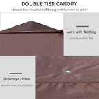 Outsunny 12 x 12 Pop Up Canopy Sun Shade Instant Tent Folding with Mesh Sidewall Netting, 3-Level Adjustable Height