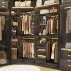 Besiost Set of 2 Corner Closet System with Tower Shelves, Freestanding Closet Organizer with Drawers