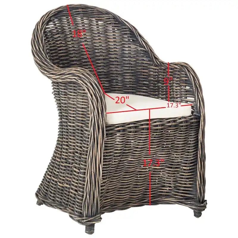 SAFAVIEH Sinja Fauteuil club en rotin jaune - 24 x 26 x 35 - 24x26x35H