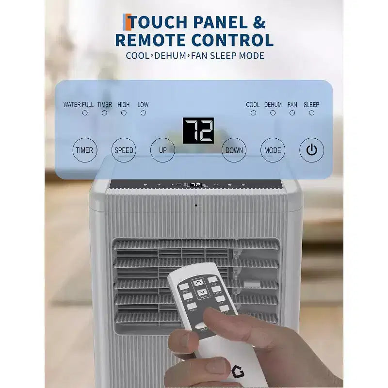 Climatiseur portable, 10 000 BTU, pour pièce jusqu'à 42 m², climatiseur portable 3-en-1 autonome avec ventilateur et déshumidificateur