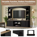 Whisen 91 Media Console, Arched Entertainment Center Wall Unit, Farmhouse TV Stand with Bookshelf, Wood Grain for TVs Up to 70