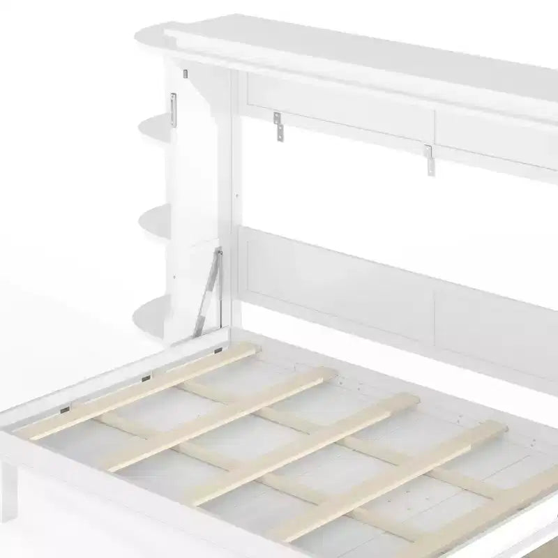 GDFStudio Rina Modern Murphy Platform Bed with Shelf, Side Cabinets and Drawers