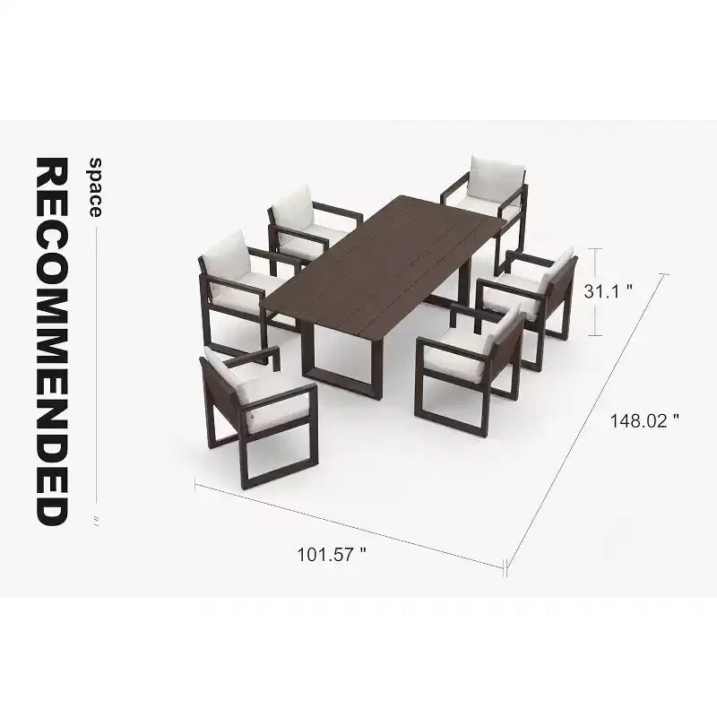 PURPLE LEAF Outdoor Dining Set Aluminum Luxury Patio Furniture Table and Chairs Set with Removable Thick Cushion