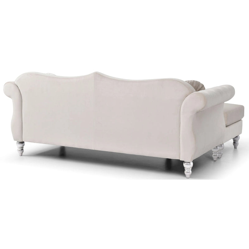 Hollywood Velvet Sofa with Reversible Chaise