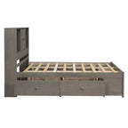 Queen Size Platform Bed with Storage Shelf and 8 Drawers, Easy Assembly