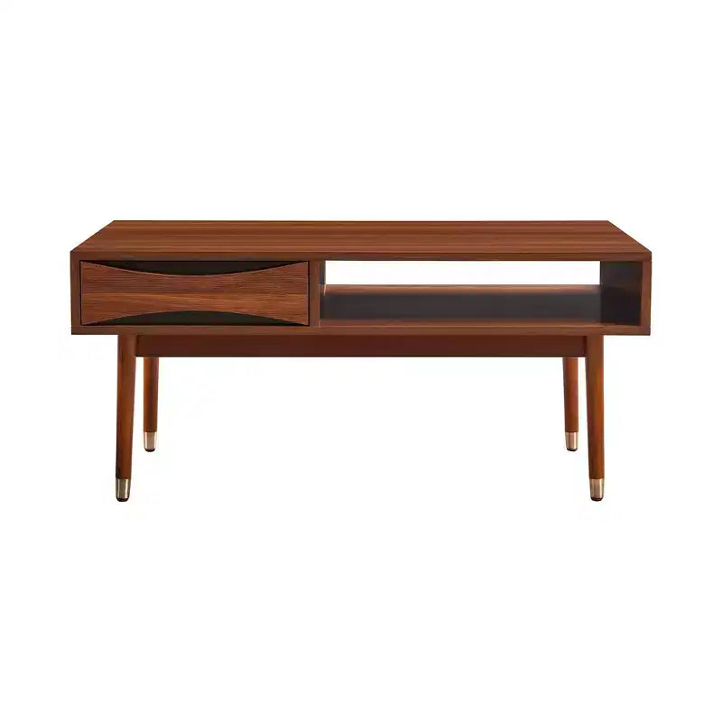 Mid-Century Modern Coffee Table with Drawer & Shelf