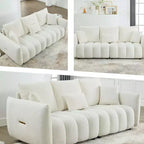 GDFStudio Alanna 79.5 Modern Teddy Fabric Upholstered 3-Seater Sofa with Pillows