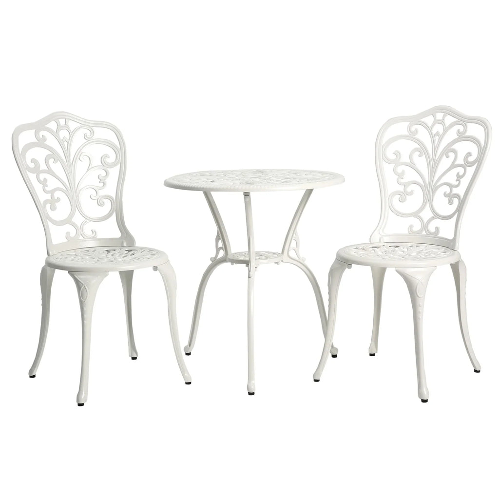 Ensemble de 3 pièces pour terrasse extérieure en aluminium avec table papillon, chaises et trou pour parasol