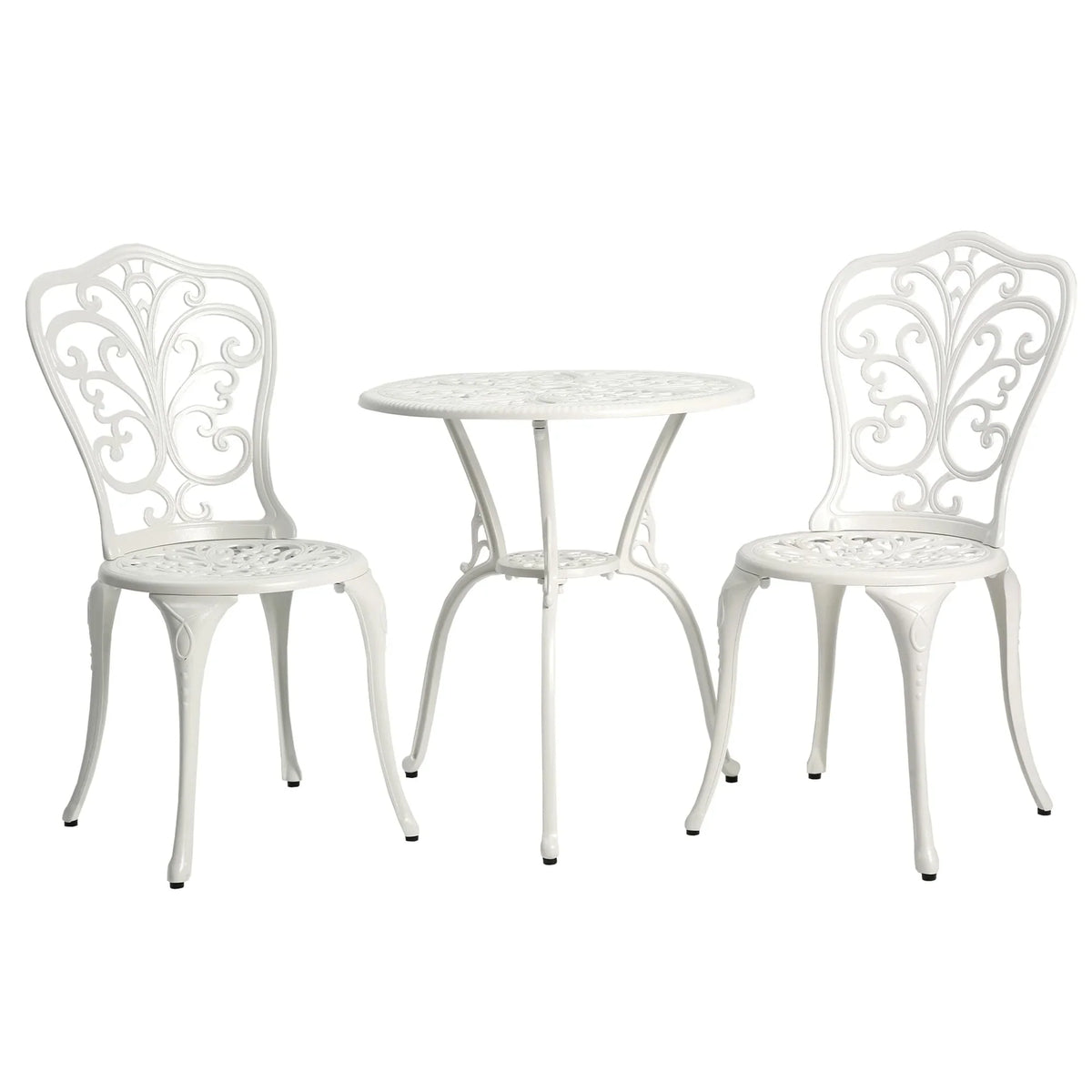 Ensemble de 3 pièces pour terrasse extérieure en aluminium avec table papillon, chaises et trou pour parasol