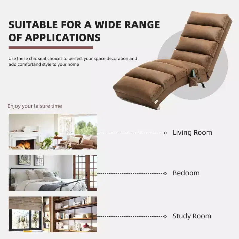 Linen Massage Chaise Lounge Indoor with Remote Control,Ergonomic Electric Massage Long Lounger with 5 Modes for Office