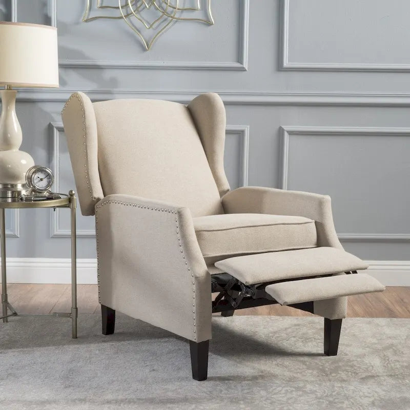 Wingback Push-Back Recliner Chair, Upholstered, Classic Style, Living Room Accent