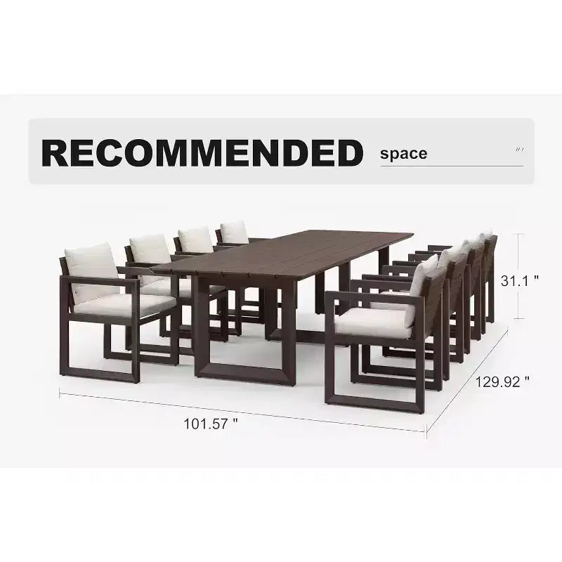 PURPLE LEAF Outdoor Dining Set Aluminum Luxury Patio Furniture Table and Chairs Set with Removable Thick Cushion