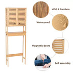 Evideco French Home Goods Over The Toilet Storage Cabinet with Double Vented Doors and Open Shelf, Natural - Trinidad Collection