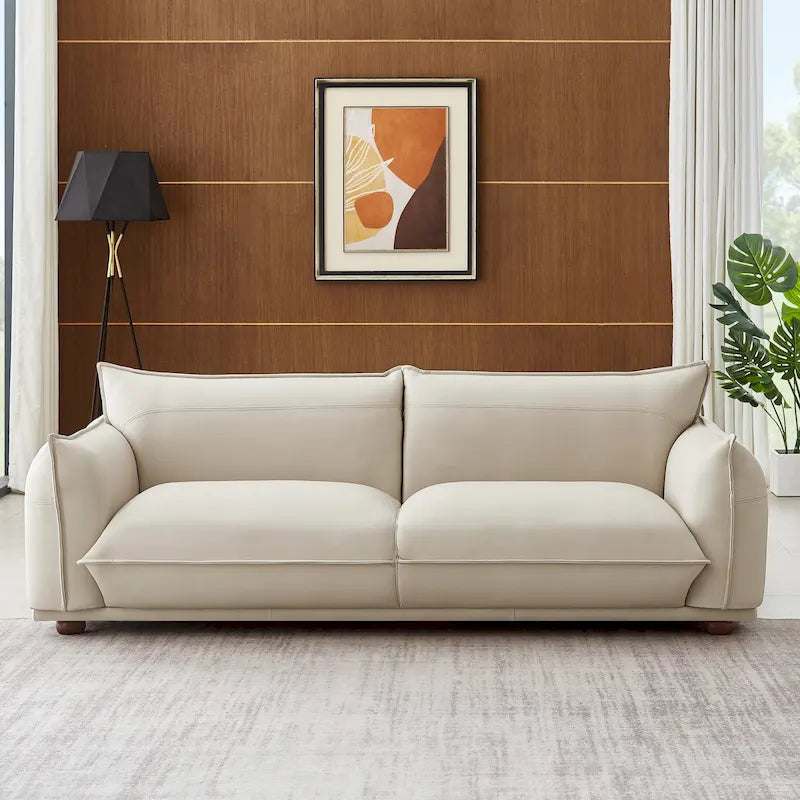 Canapé Manar en cuir véritable, luxe moderne du milieu du siècle