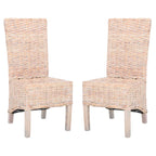 Set of 2 Natural Wicker Dining Chairs 19W x 22D x 41H, Boho Coastal Style
