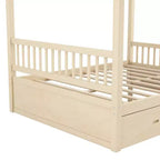 Cadre de lit à baldaquin en bois Whisen de taille Queen avec 2 tiroirs de rangement intégrés, construction robuste et durable