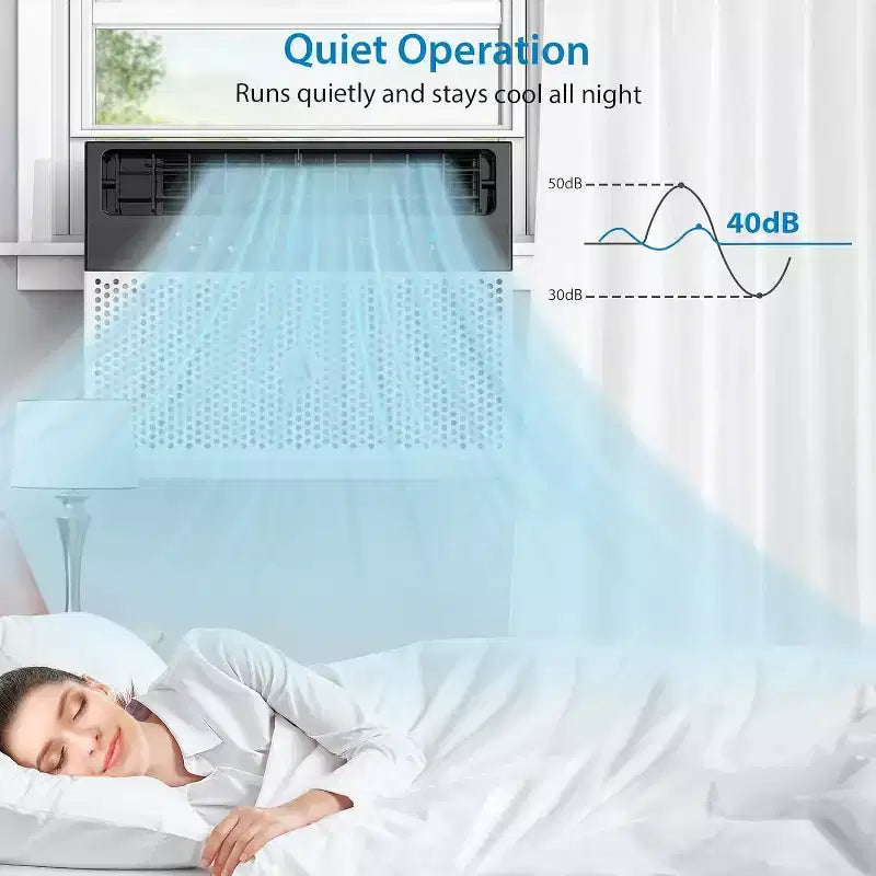 U-Shaped 8,000 BTU Window Air Conditioner  Ultra Quiet  Energy Efficient  Adjustable Depth  Remote Control  Washable Filter