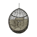 Waterproof Outdoor Wicker Hanging Basket Chair with Cushions, Hammock Seat - 300 lbs Capacity