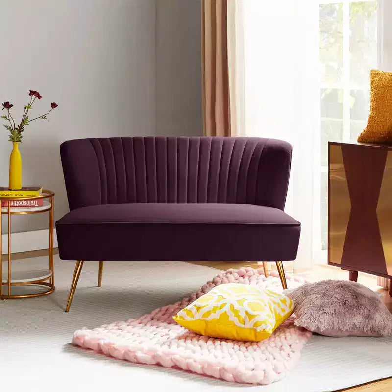 Velvet Nicolas Loveseat Chair Contemporary 2-Seater Sofa for Living Room and Bedroom Tufted Back Loveseat | Karat Home