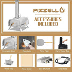 Multi-Fuel Outdoor Pizza Oven Stonebaked Pizza Maker with Gas Burner & Wood Box - 12 inch