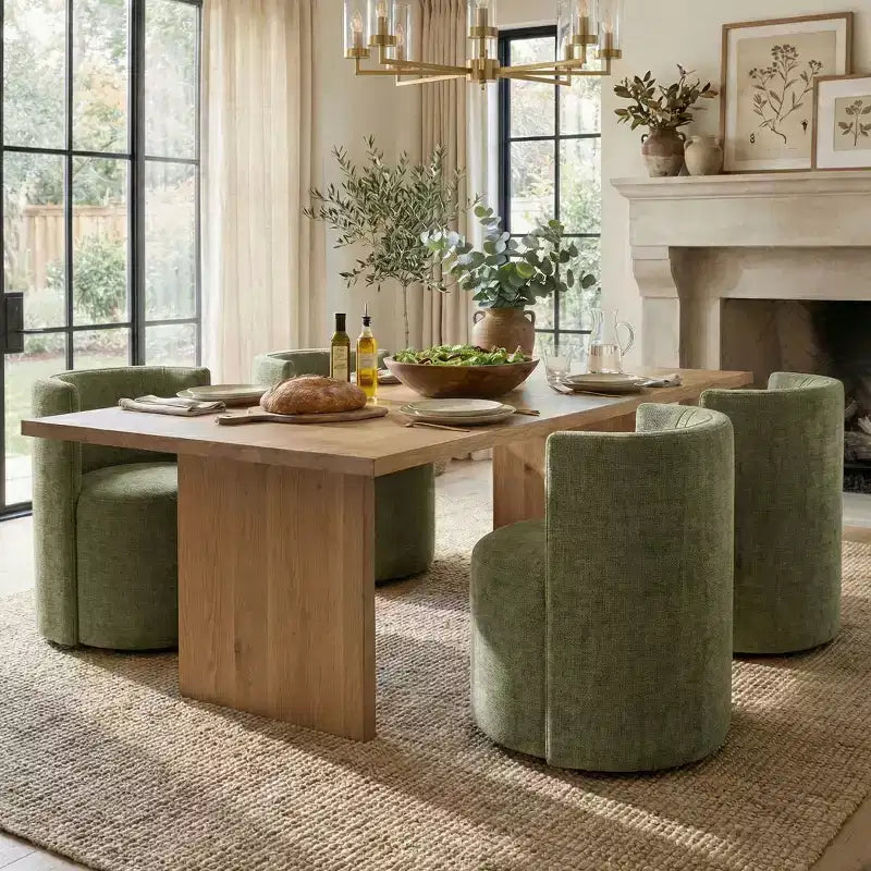 Lot de 4 chaises de salle à manger modernes pivotantes, chaises sans accoudoirs rembourrées en tissu texturé avec dossier incurvé pour salle à manger ou cuisine - Panipeachy
