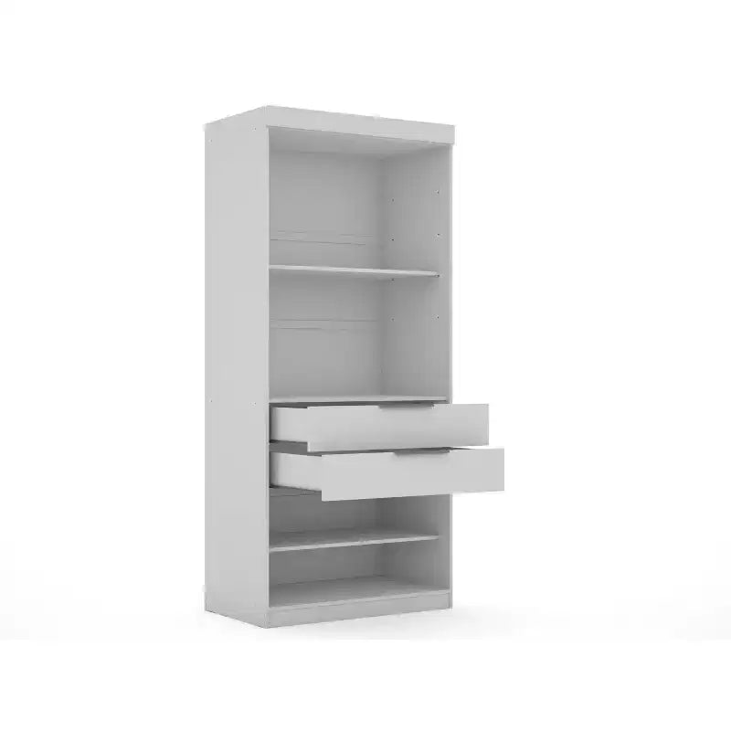 Set of 2 Mulberry 2.0 Wardrobe Closet White - Manhattan Comfort: Bedroom Storage, Hanging Rods, Modern Design