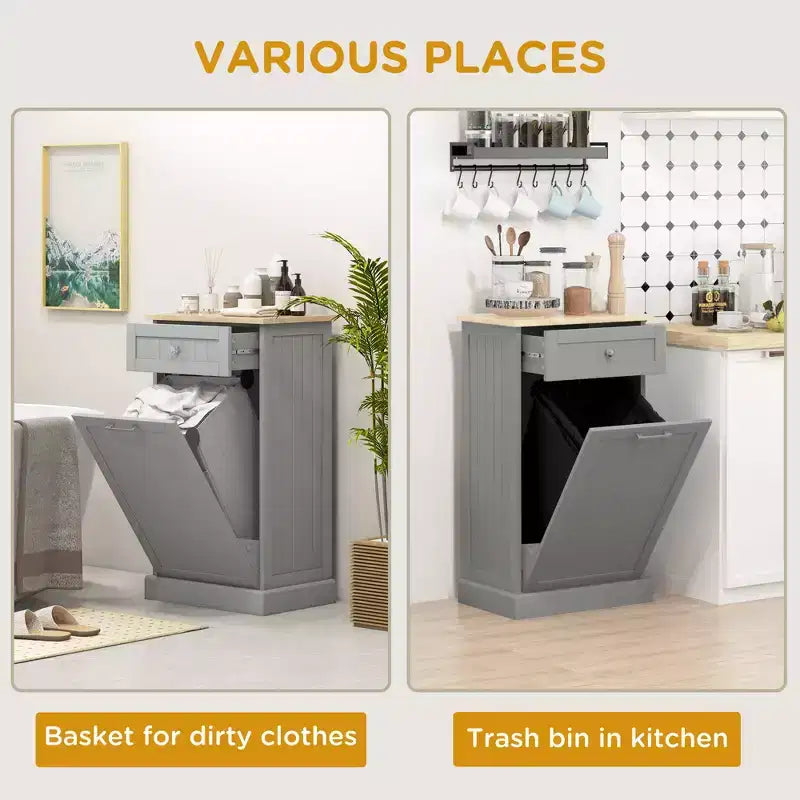 Poubelle de Cuisine Encastrable Meuble de Rangement pour Tri Sélectif avec Tiroir Support de Poubelle Autonome