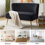 Causeuse en velours Nicolas | Canapé 2 places contemporain pour salon et chambre à coucher avec dossier capitonné | Karat Home