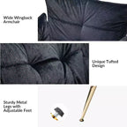 Set of 2 Jonat Contemporary Velvet Wooden Upholstered Armchair with Metal Legs for Bedroom and Living Room| ART OF LIVING DESIGNS