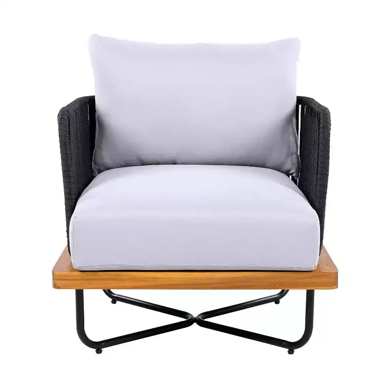 Christopher Knight Home Raphael 4 Piece Outdoor Rope and Acacia Sectional Sofa Set (Table Not Included)