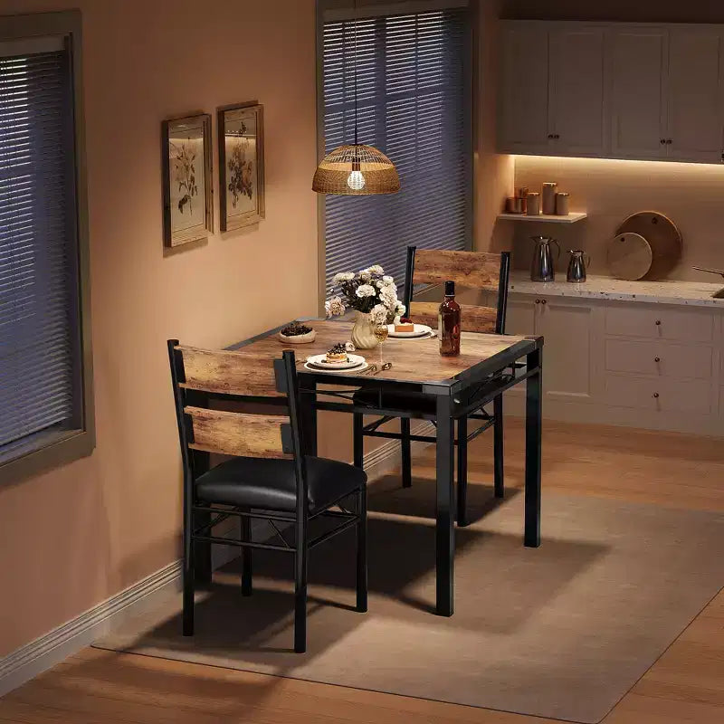 Dining Table Set for 4,with 4 Upholstered Chairs,5 Pcs Wood Kitchen Dining Room Table Set with Corner Protector for Kitchen,Apartment,Small Space