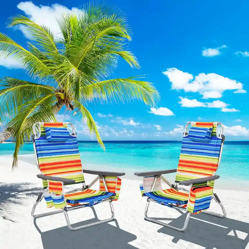 Costway 4-Pack Folding Backpack Beach Chair 5-Position Outdoor - See Details