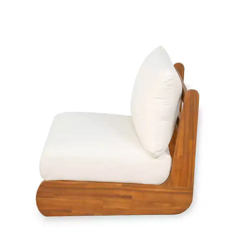Christopher Knight Home Tavriel Mid-Century Modern Patio Acacia Wood 5-Seater Seating Set with Thick Cushions, Table Not Included